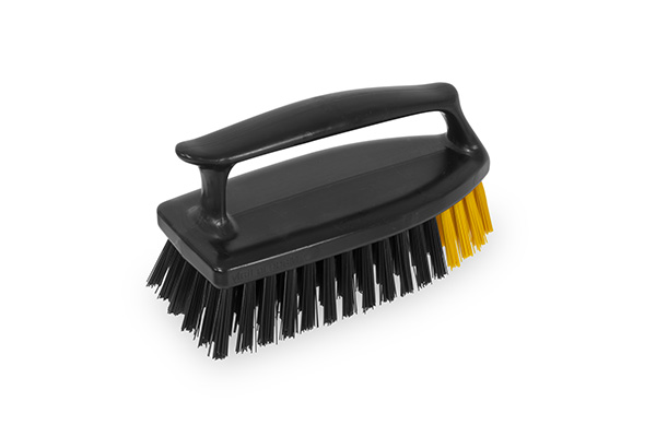 Industrial brush with vertical stand handgrip and double bristle picture